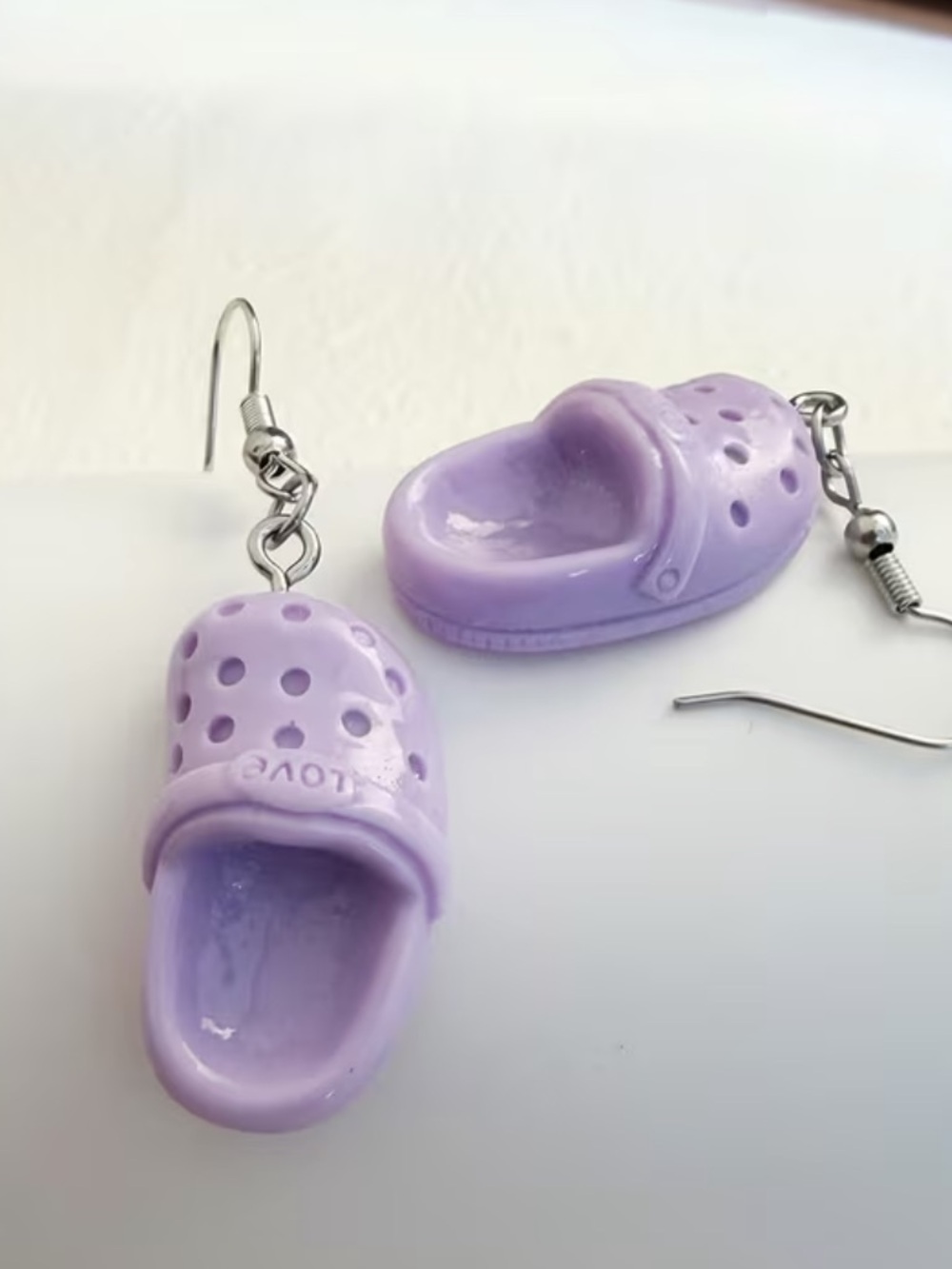 Lavender Mini Clog Drop Earrings by - Picture 3 of 4